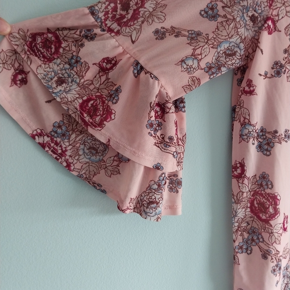 NO BOUNDARIES Women's Polar Pink Floral Summer Sheer Top - Picture 3 of 7